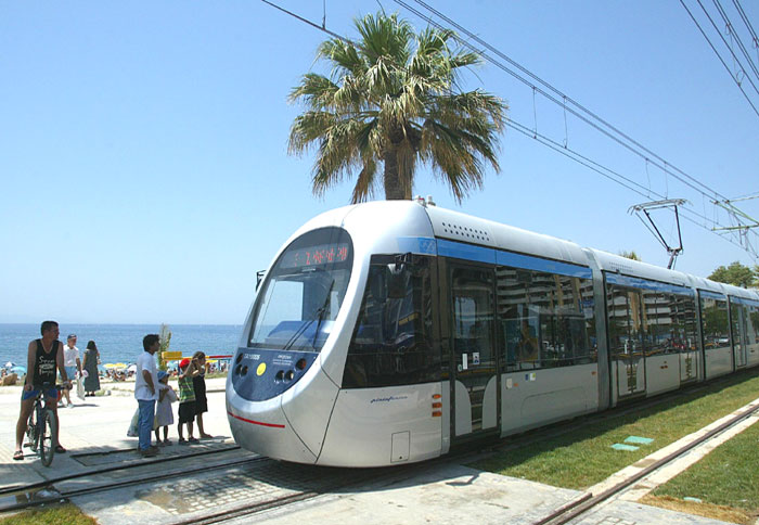 Tram ride along the coastal road of Athens
