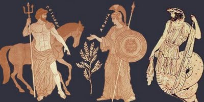Goddess Athena fights with Poseidon over Athens, while Cecrops stands ready to decide who's gift is more valuable...