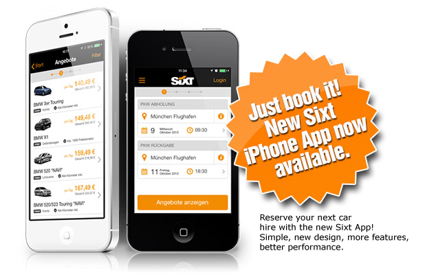 Η νέα εφαρμογή Sixt App με βελτιωμένες επιδόσεις και φρέσκο ​​σχεδιασμό.